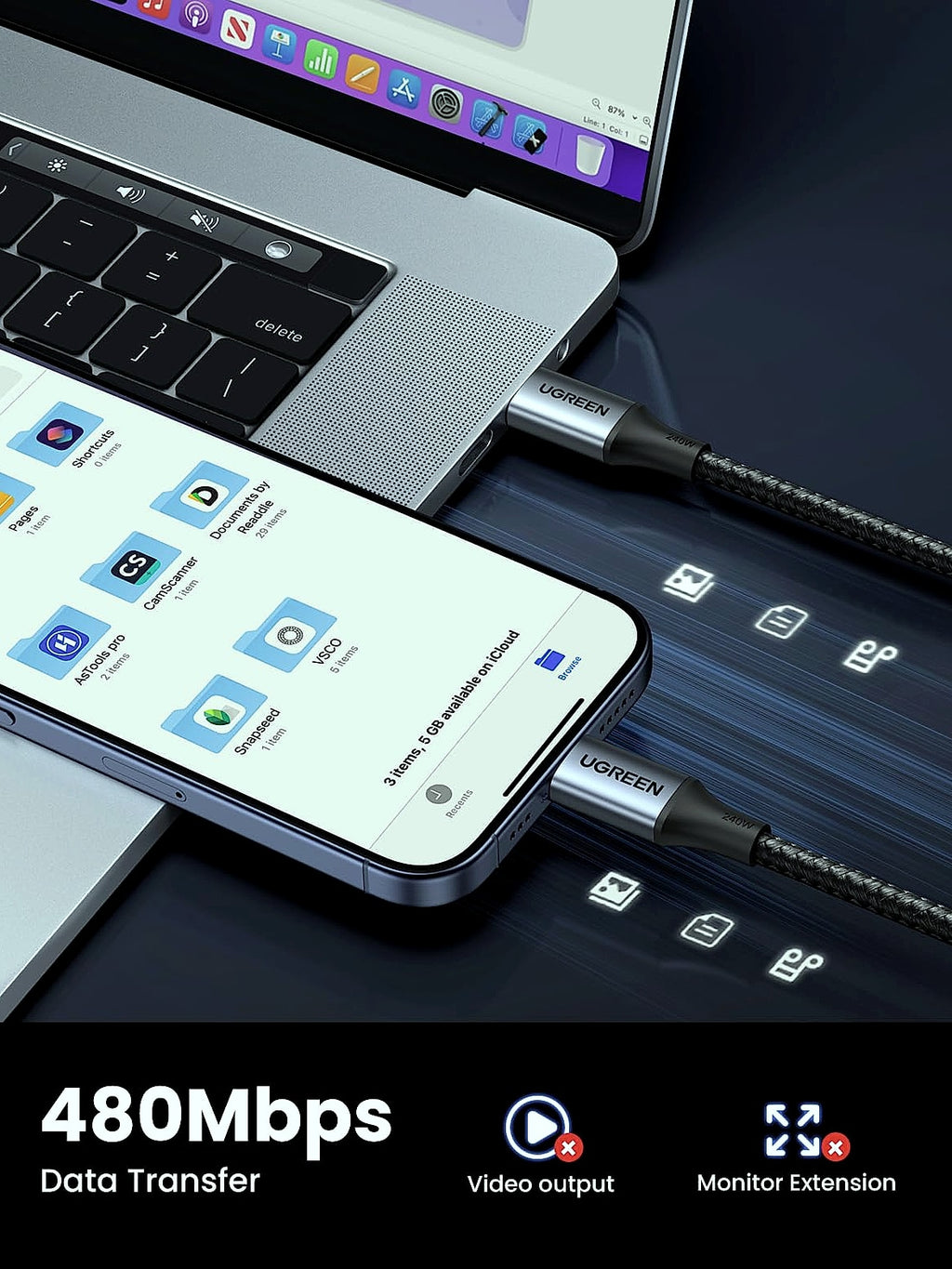 UGREEN 240W USB C Cable, Fast Charging 6.6FT
