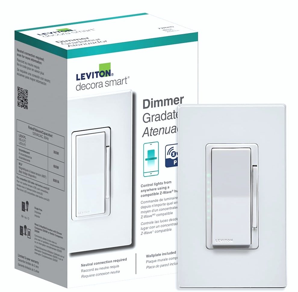 Leviton Decora Smart Dimmer Z-Wave 800 Series ZW6HD-1RW