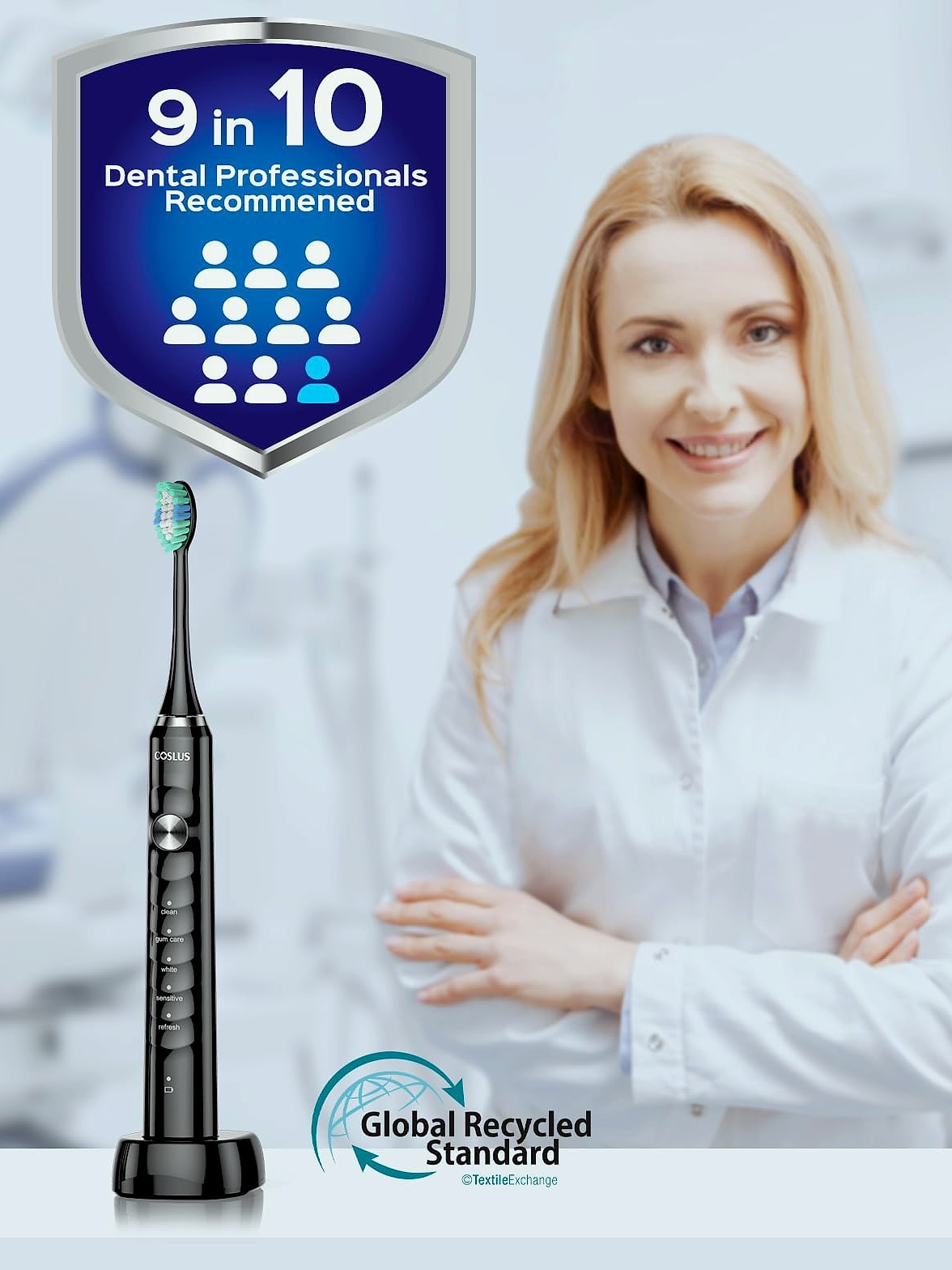 COSLUS C40 Sonic Electric Toothbrush, 47000 VPM Deep Clean