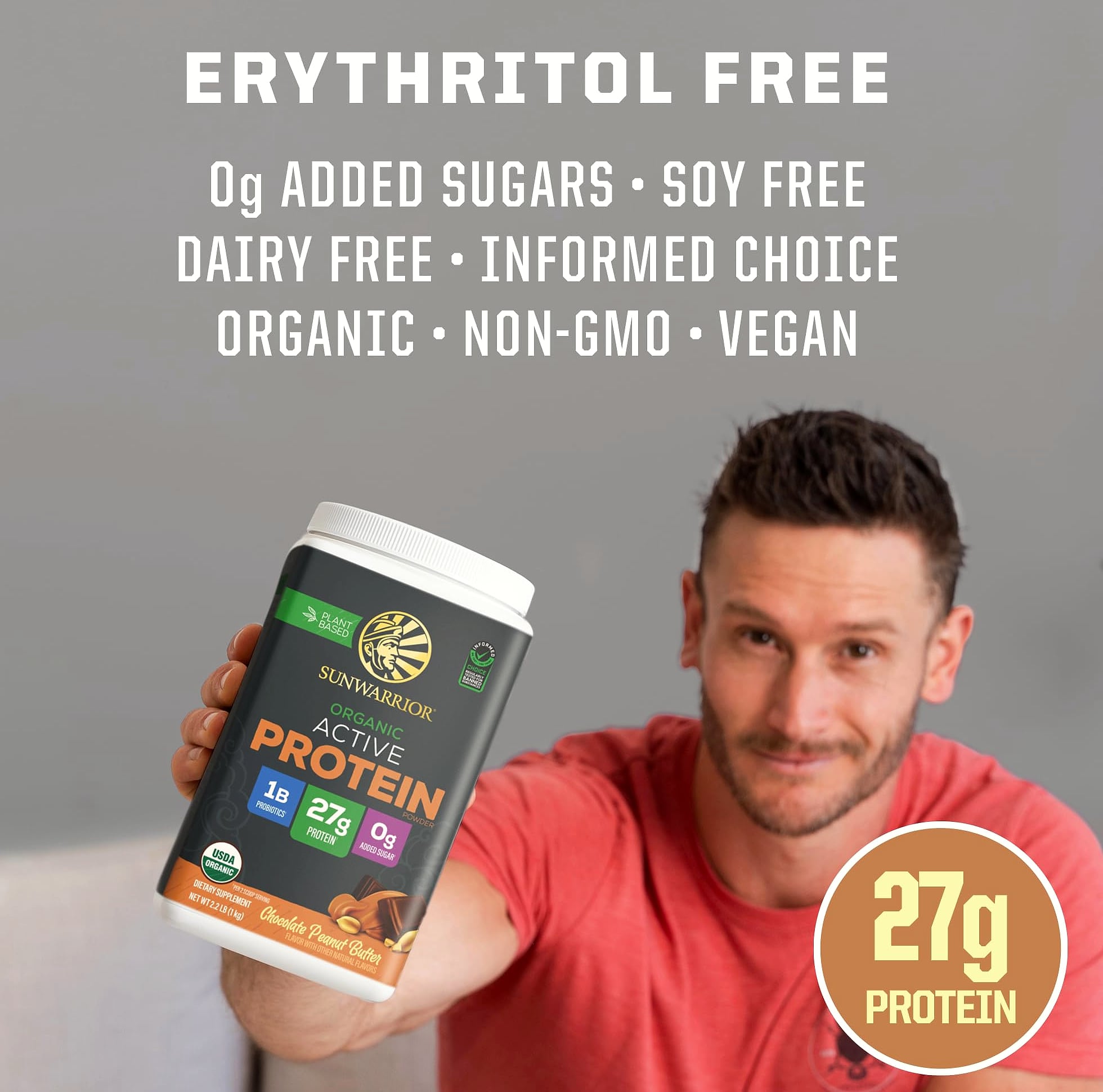 Sunwarrior Organic Plant Based Protein Powder Chocolate