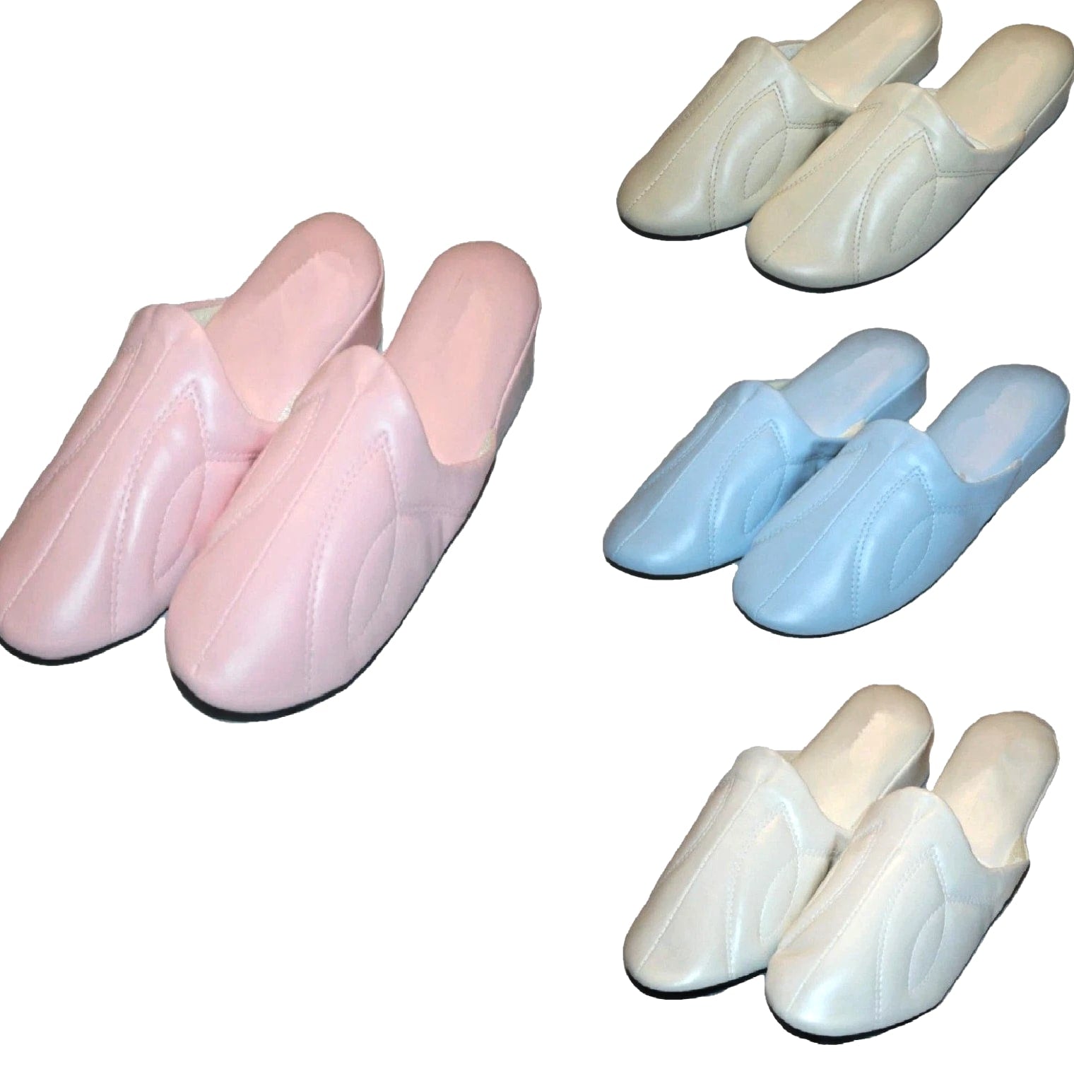 Womens Close Toe Soft Vinyl House Slippers Lt Blue Beige Pink White 6 -11