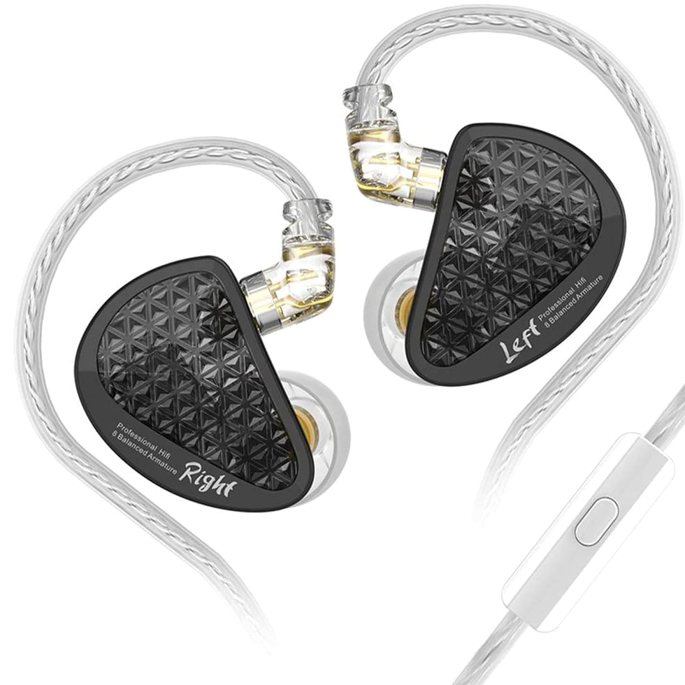 Hifi IEM PRO Black Wired Sound Isolation Earbud and In-Ear Earbuds with 2 Pin De