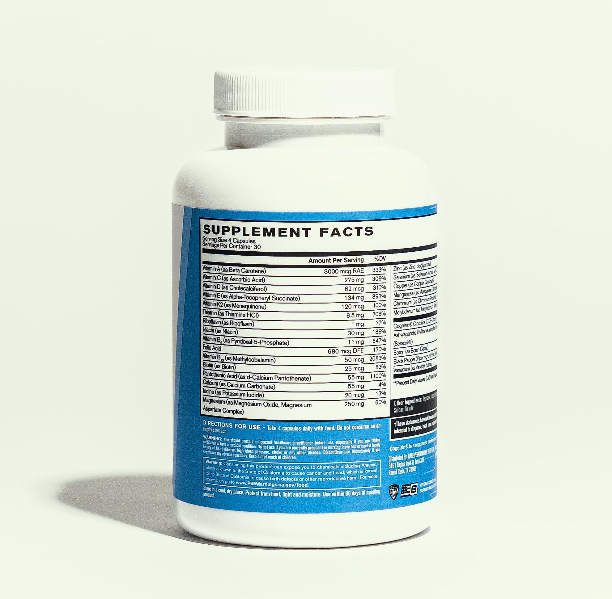 Bare Performance Nutrition Strong Multi-Vitamin with Adaptogens
