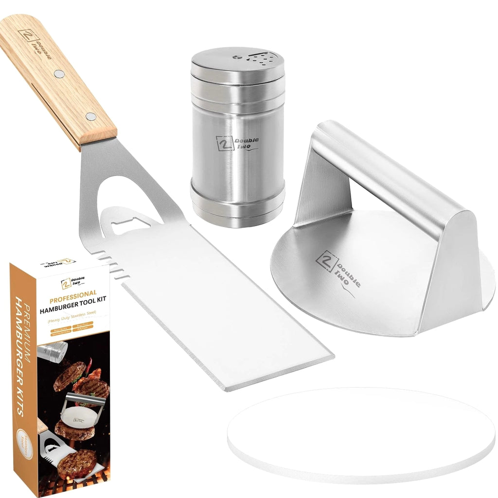 Smashed Burger Kit, Burger Press Set - Stainless Steel Burger Press, Grill Sp...