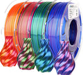 Silk PLA 3D Printer Filament Bundle, Shiny Dual Color Filament 1.75mm Pack, Multi