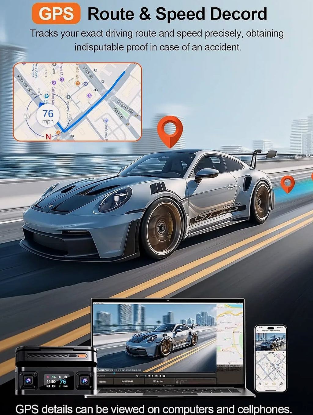 4K 360 Degree Dash Cam with GPS, WiFi, and Parking Mode