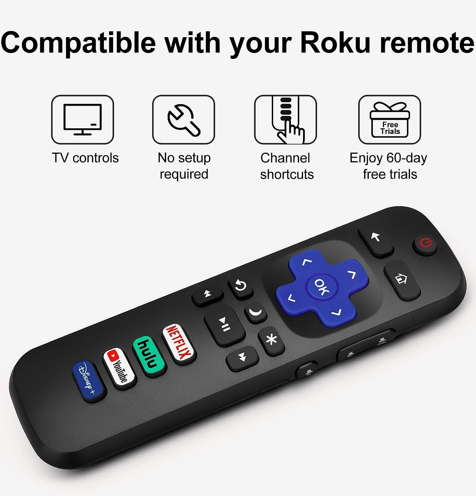 Acoyer Replacement Remote Control for Roku TV, 2-Pack
