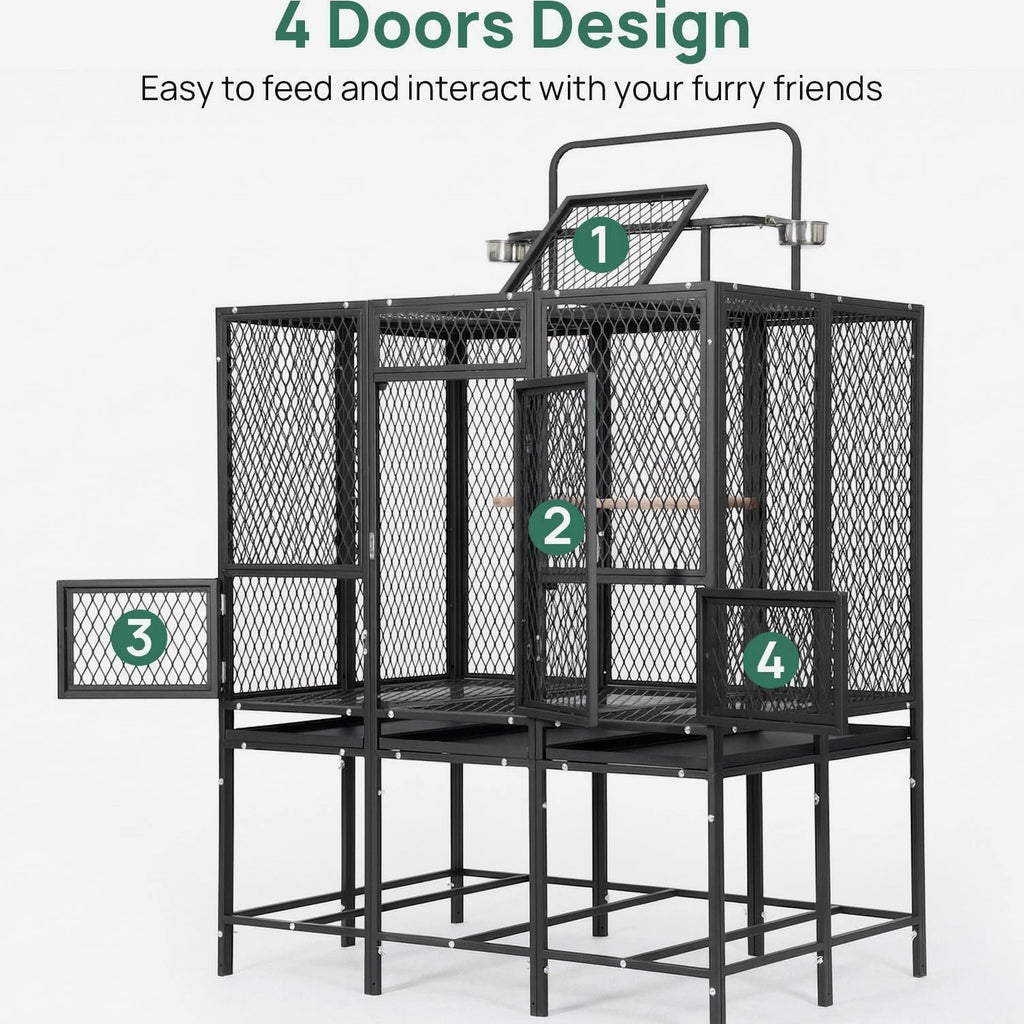 65" Heavy Duty Birdcage Aviary Large for Parakeet Macaw Parrot Budgies Lovebirds