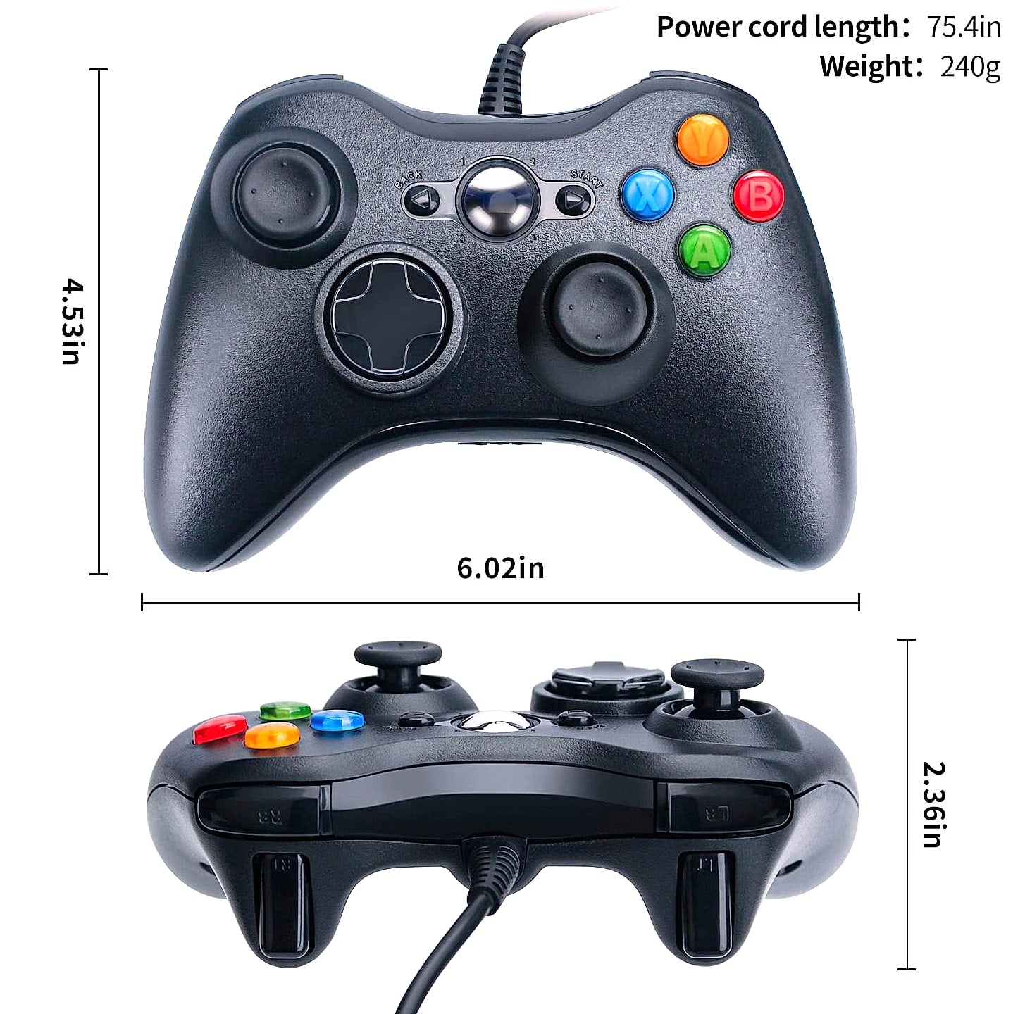 OSTENT Wired USB Controller Gamepad for Xbox 360 and PC