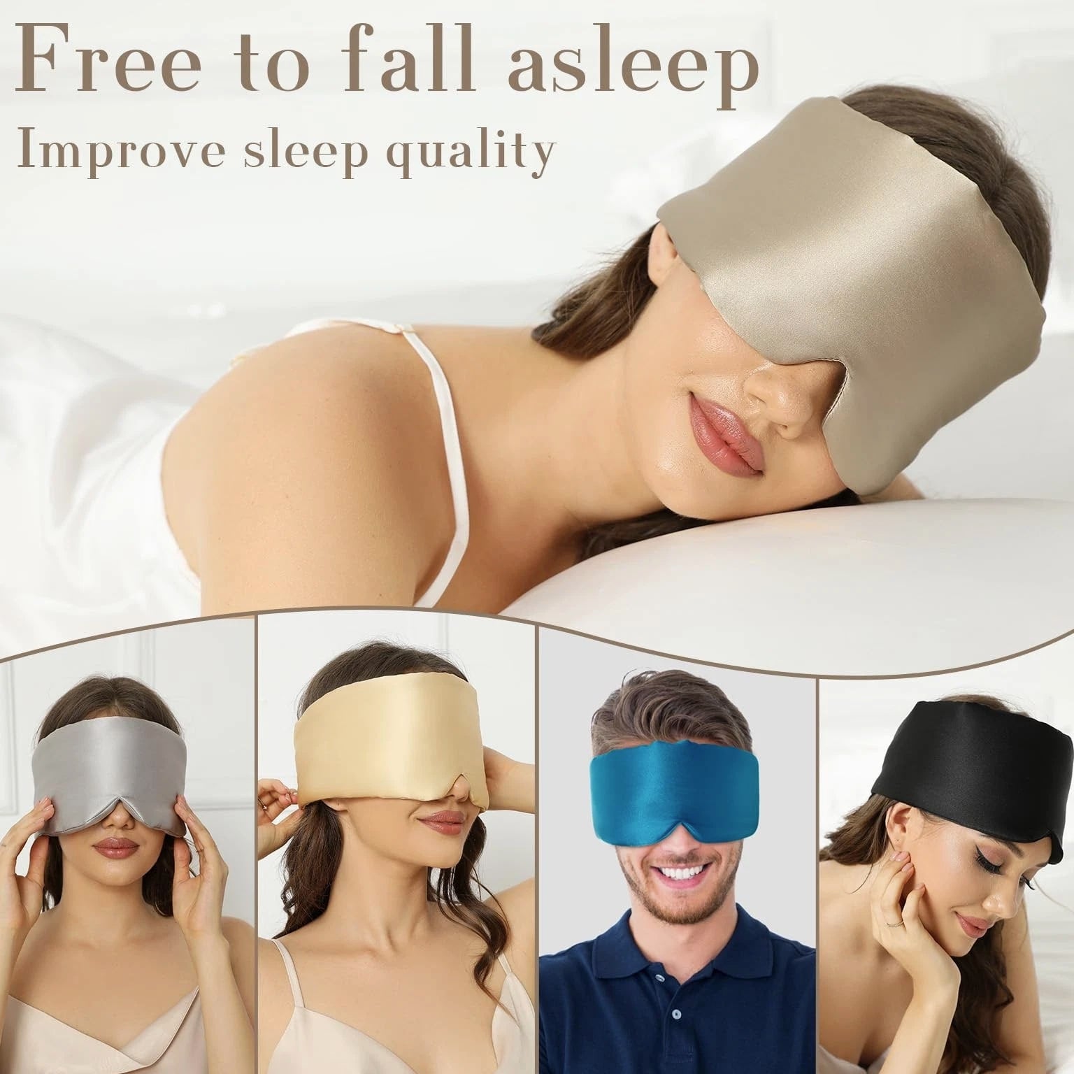 SECZIPE 100% Mulberry Silk Sleep Mask Eye for 1 Count (Pack of 1), Taupe
