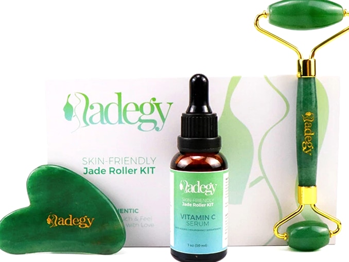 Aventurine Stone Face Roller + Gua Sha – Natural Green Jade Look, Gift Ready