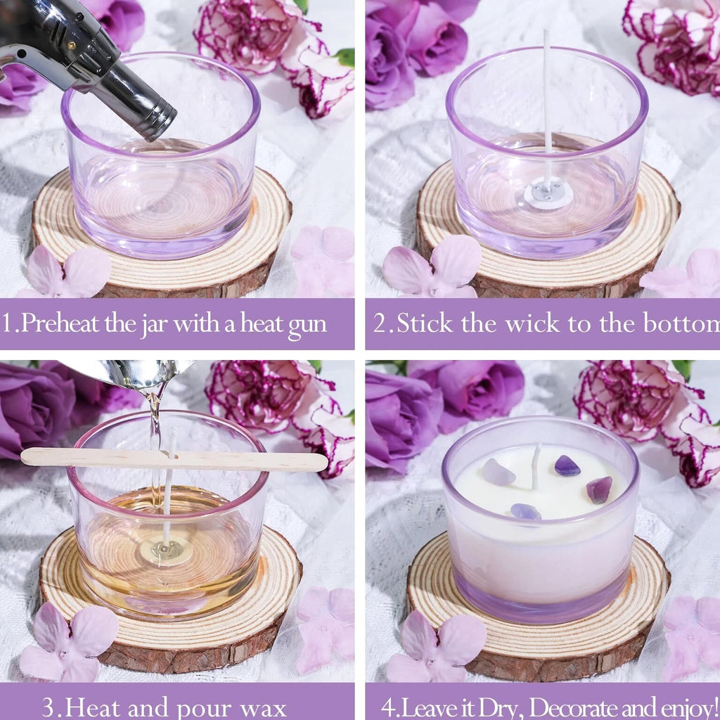15 Pack 4 oz Glass Candle Jars with Bamboo Lids for Candle Making, Soy Wax