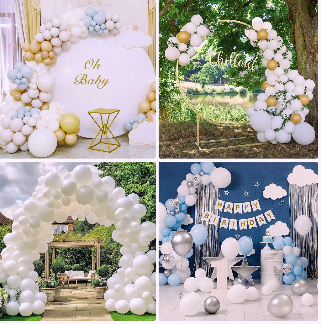 Rubfac White Latex Balloons 129pc Garland Arch Kit