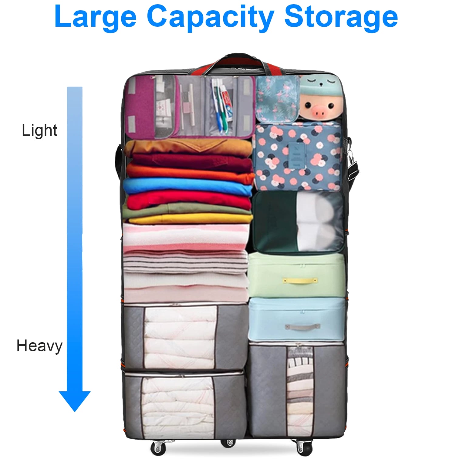 Expandable Duffle Luggage Bag 1200D Foldable Travel Bag 32"/42" w/Rolling Wheels