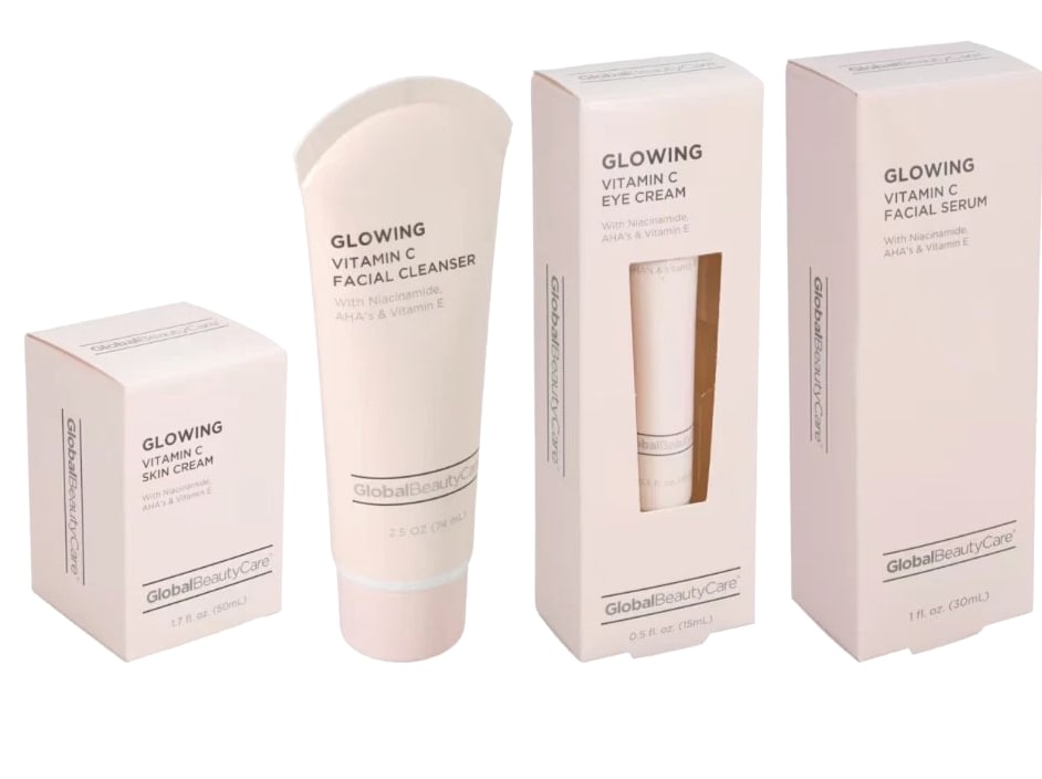 Global Beauty Care Glowing Skincare Collection: Vitamin C Skin Cream, Facial Cleanser & Eye Cream