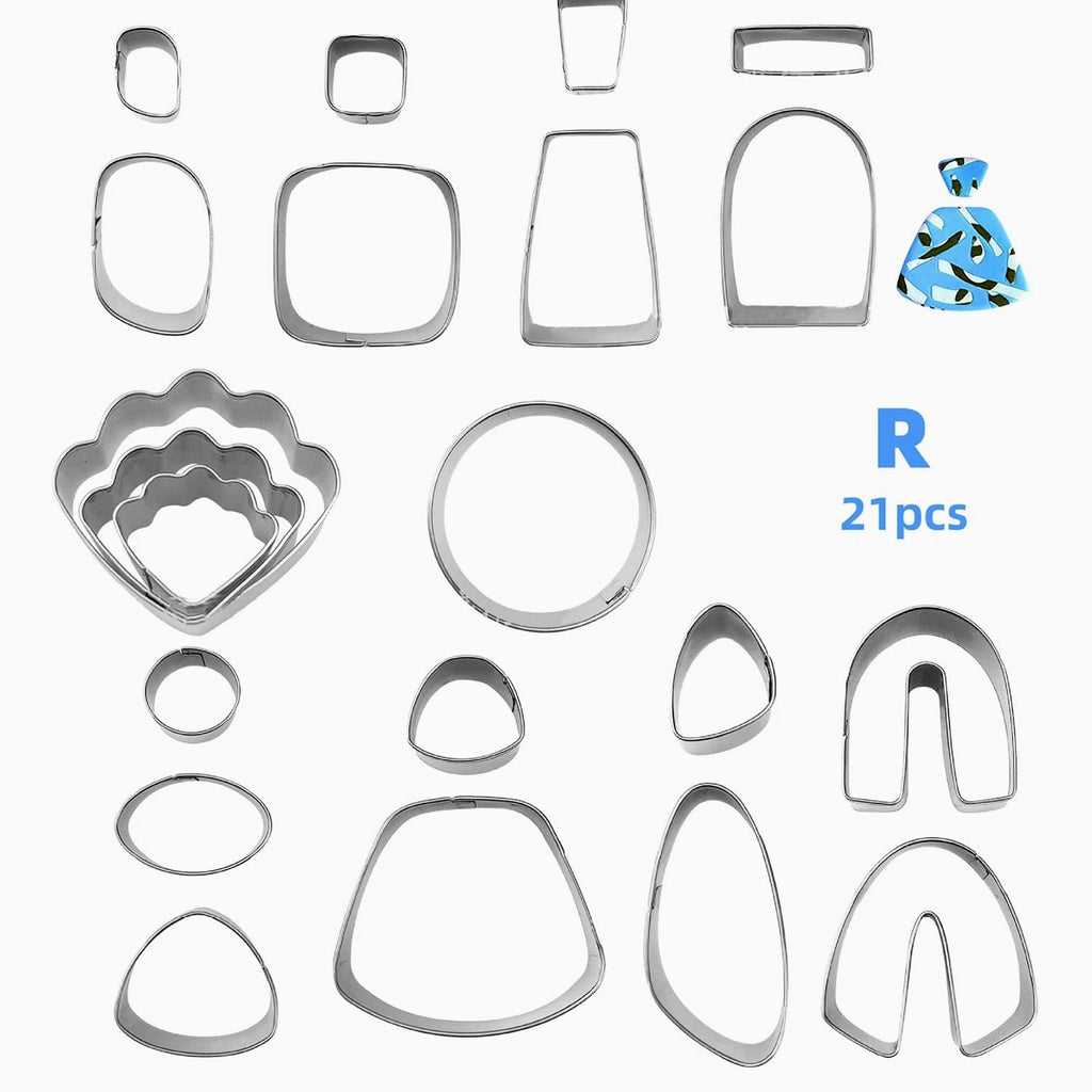 21 Pcs Polymer Clay Cutters Set - Earring Jewellery Cutting Mold Tool Findings DIY