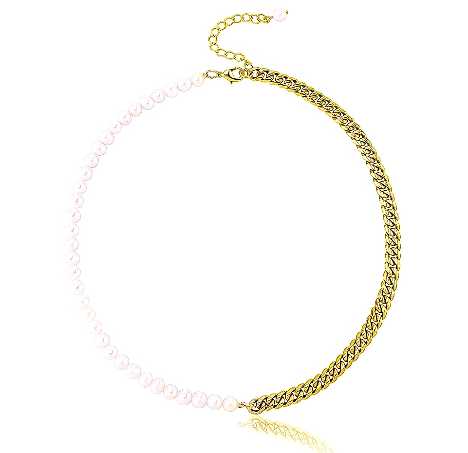 TOPGRILLZ Freshwater Pearl Stainless Steel Chain Necklace