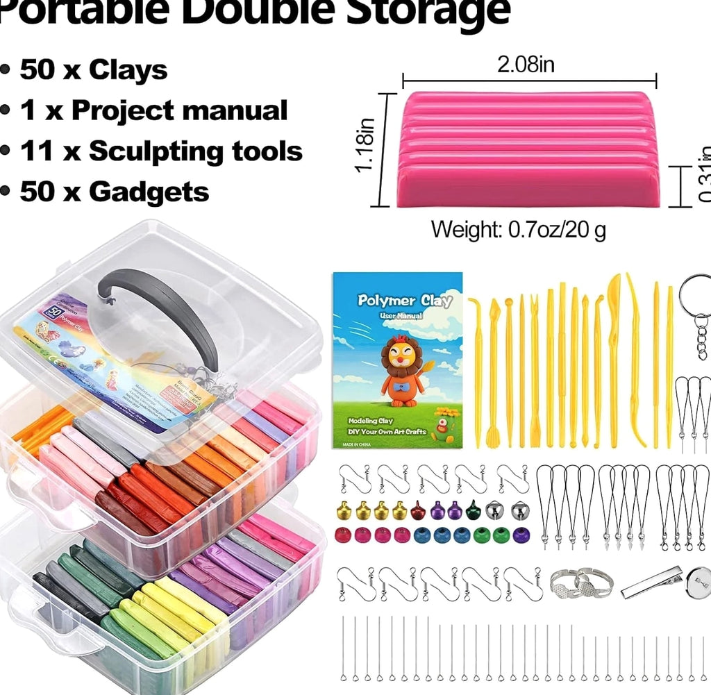 Creative Polymer Clay Starter Set - 50 Colors for Kids Age 4+ - Fun & Engaging