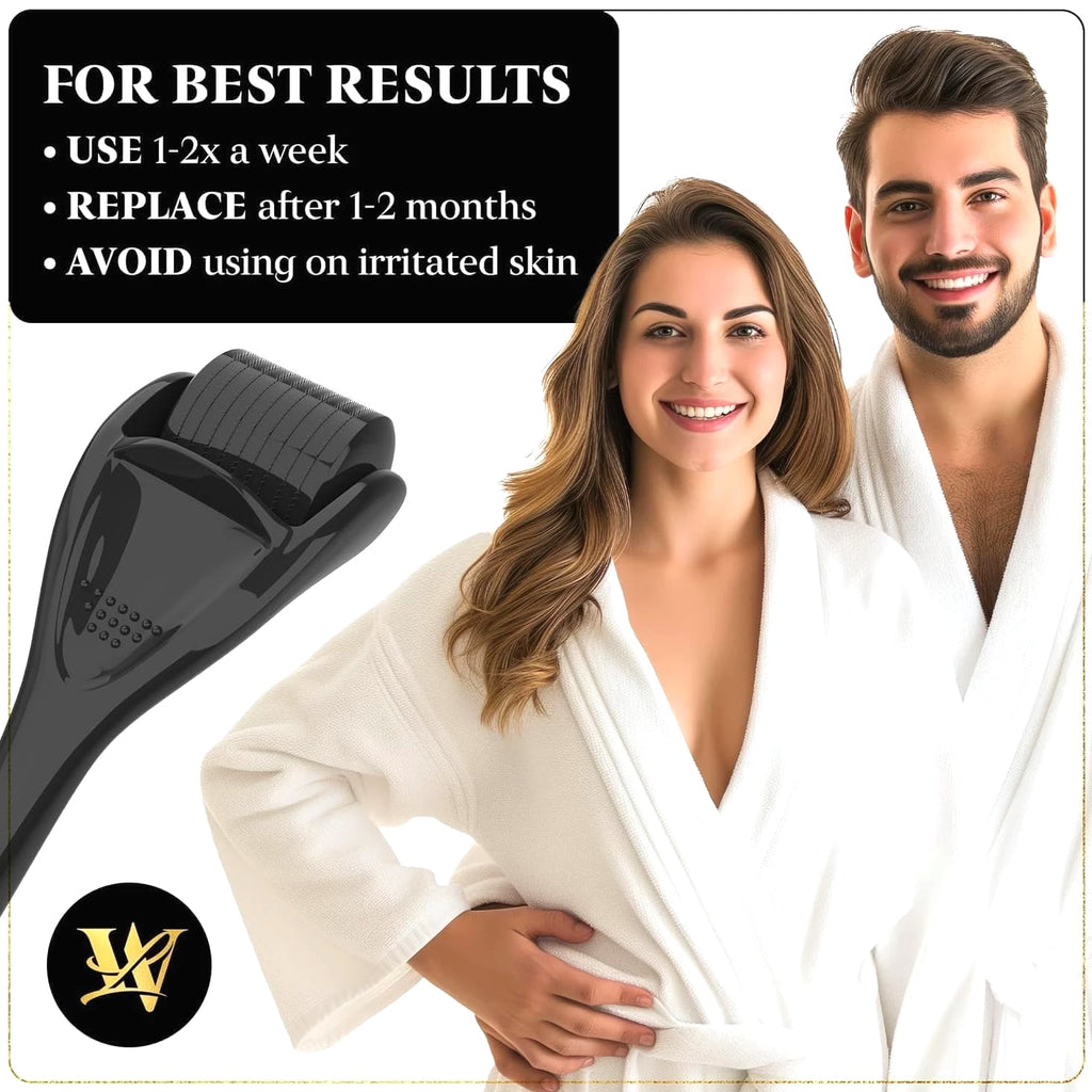 Derma Roller for Skin, Hair & Beard – Titanium Microneedling Roller for Women and Men
