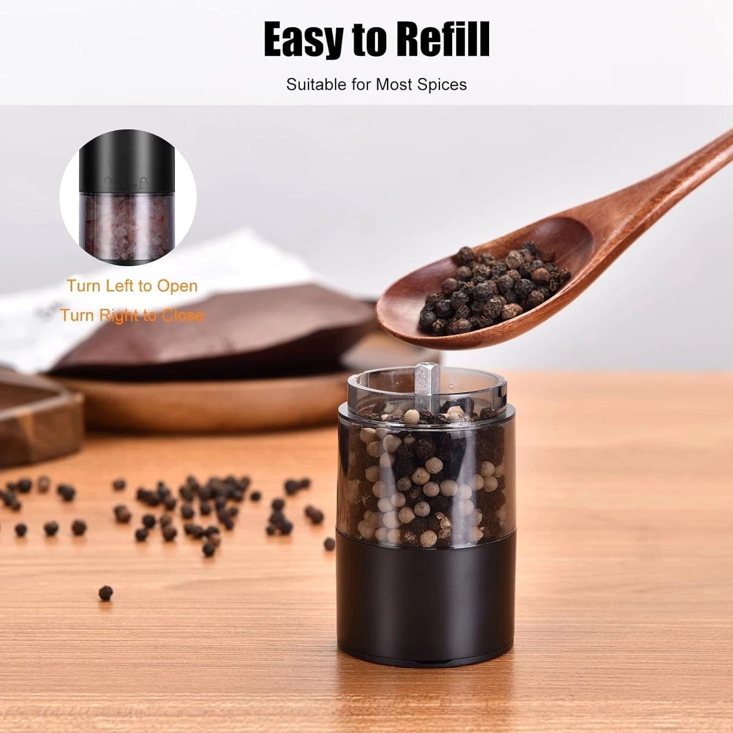 Electric Salt and Pepper Grinder Set-Rechargeable Salt and Pepper Mill Set All i