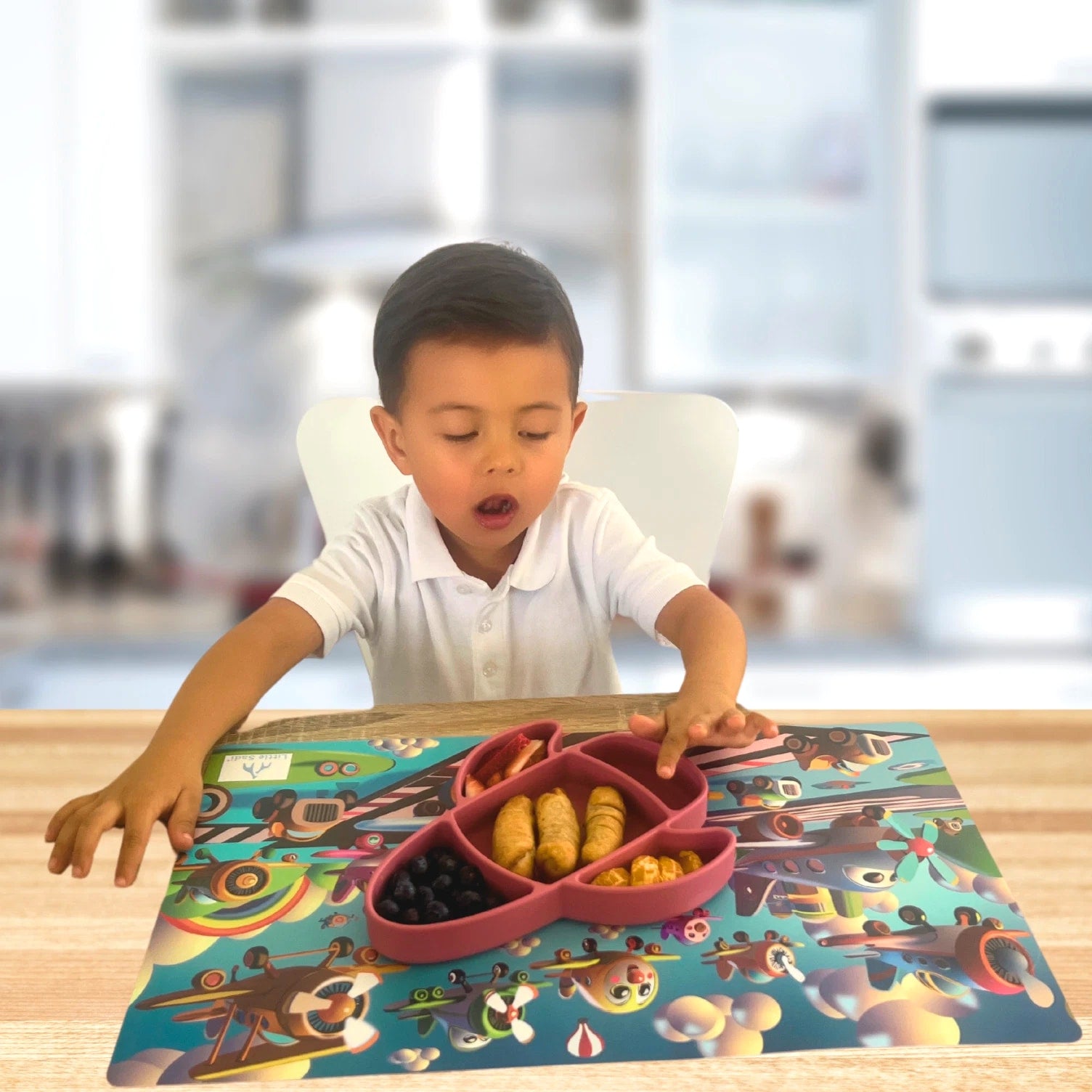 Liitle Sadi Silicone Airplane Toddler Plate, BPA-Free, Baby Plate, Baby Dish.