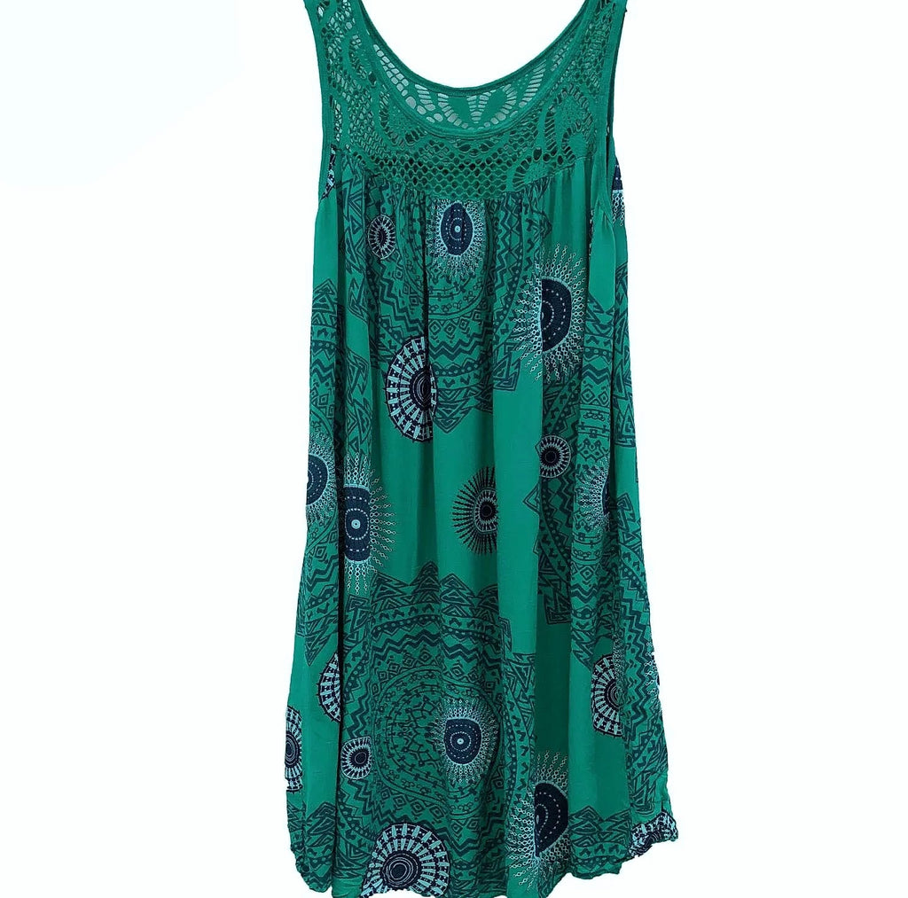 Women's Sleeveless Lace Print Camisole Summer Dress