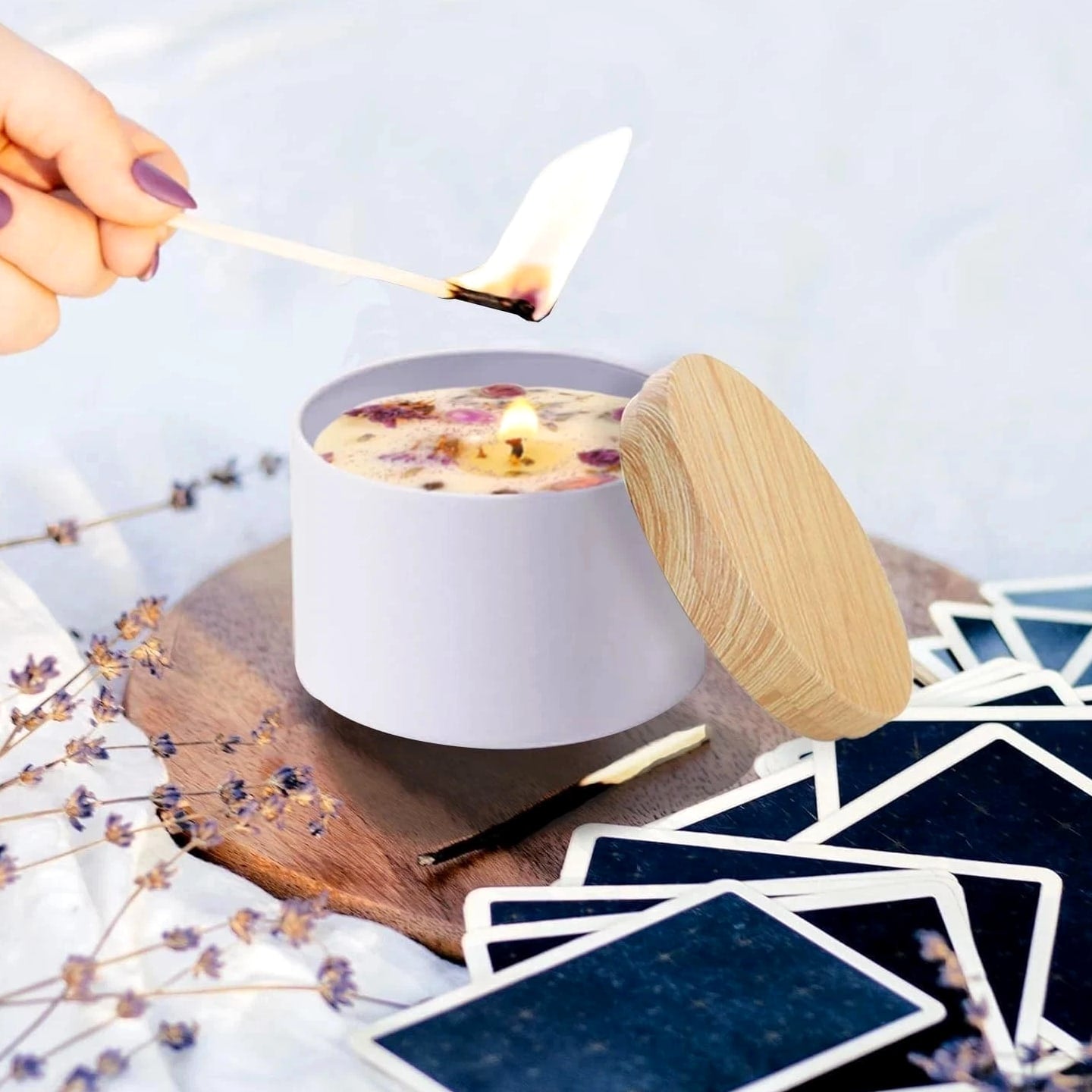 4oz White Candle Tins, 24 Pcs Matte Metal Jars With Wood Grain Lids for Making