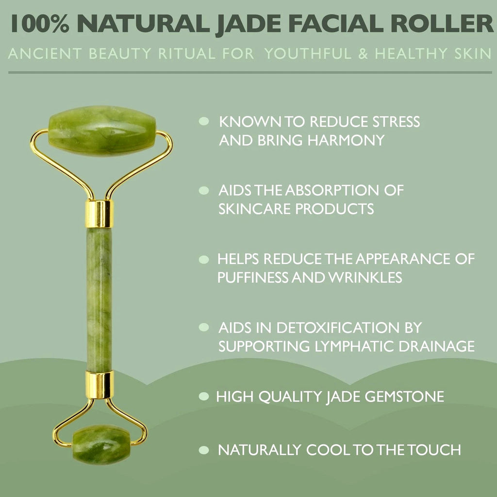 Ice Face Mask + Jade Roller - Beauty Roller for Face Neck Massage - Stone Fa...