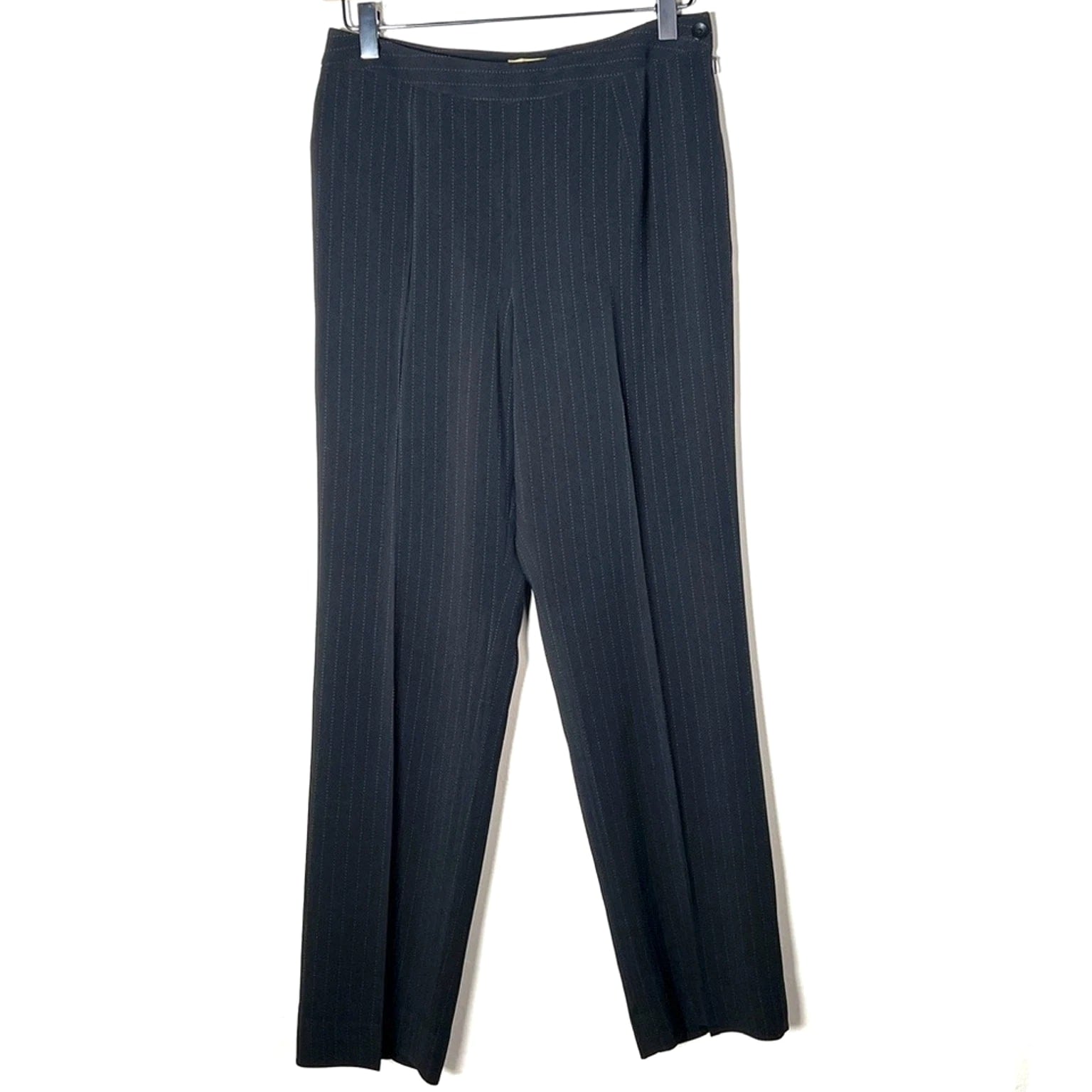 Caslon Black Pinstriped Straight Leg Business Casual Dress Pants 6 Petite B95