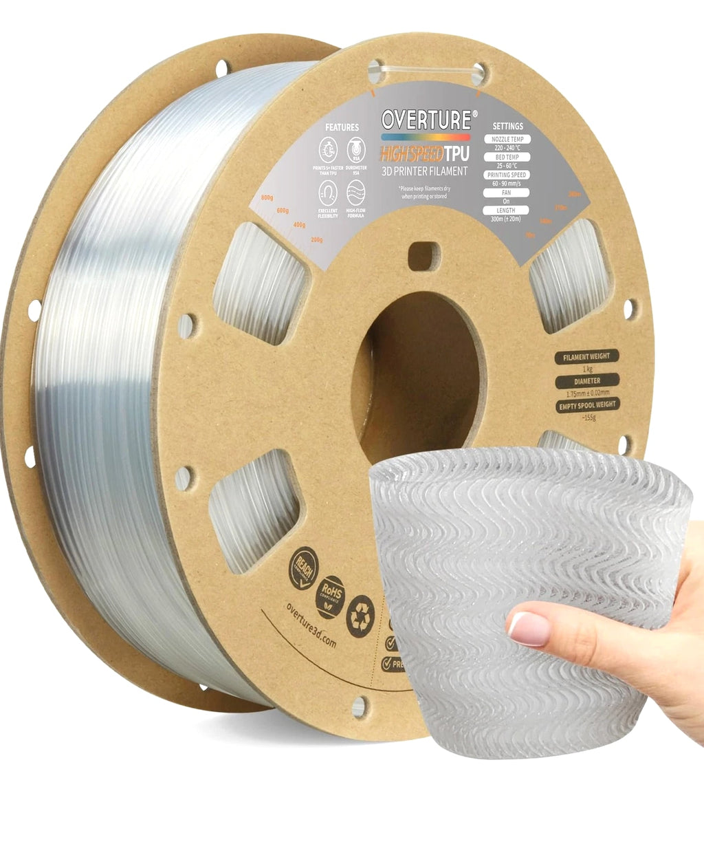 OVERTURE TPU High Speed Filament 1.75mm Flexible HS TPU Transparent