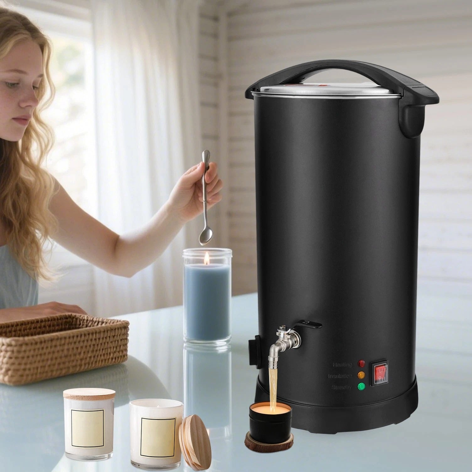 Wax Melter Kits 15L Melting Pot Machine Sets for Candle Making/Home DIY/Beauty