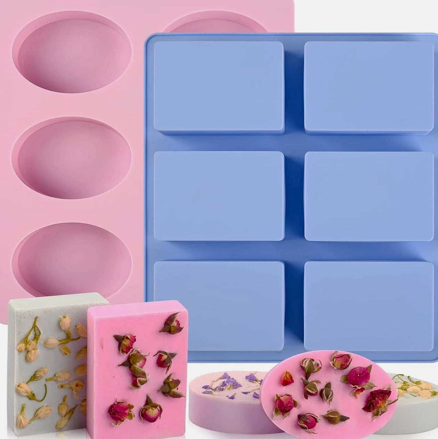 2-Pack 6 Cavity Silicone Soap Molds for DIY Soap Making & Desserts