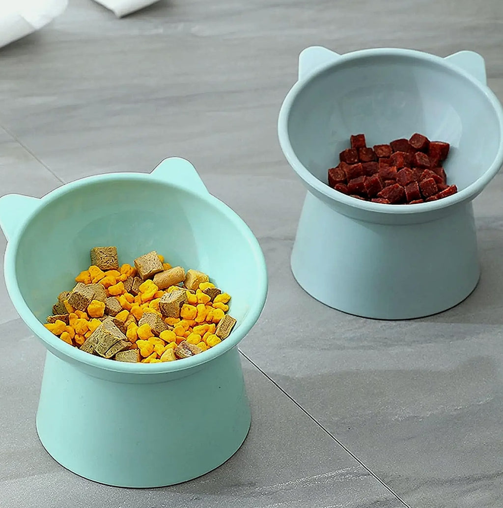 Tilted Cat Bowl Anti-Vomit Shallow Design Whisker Friendly