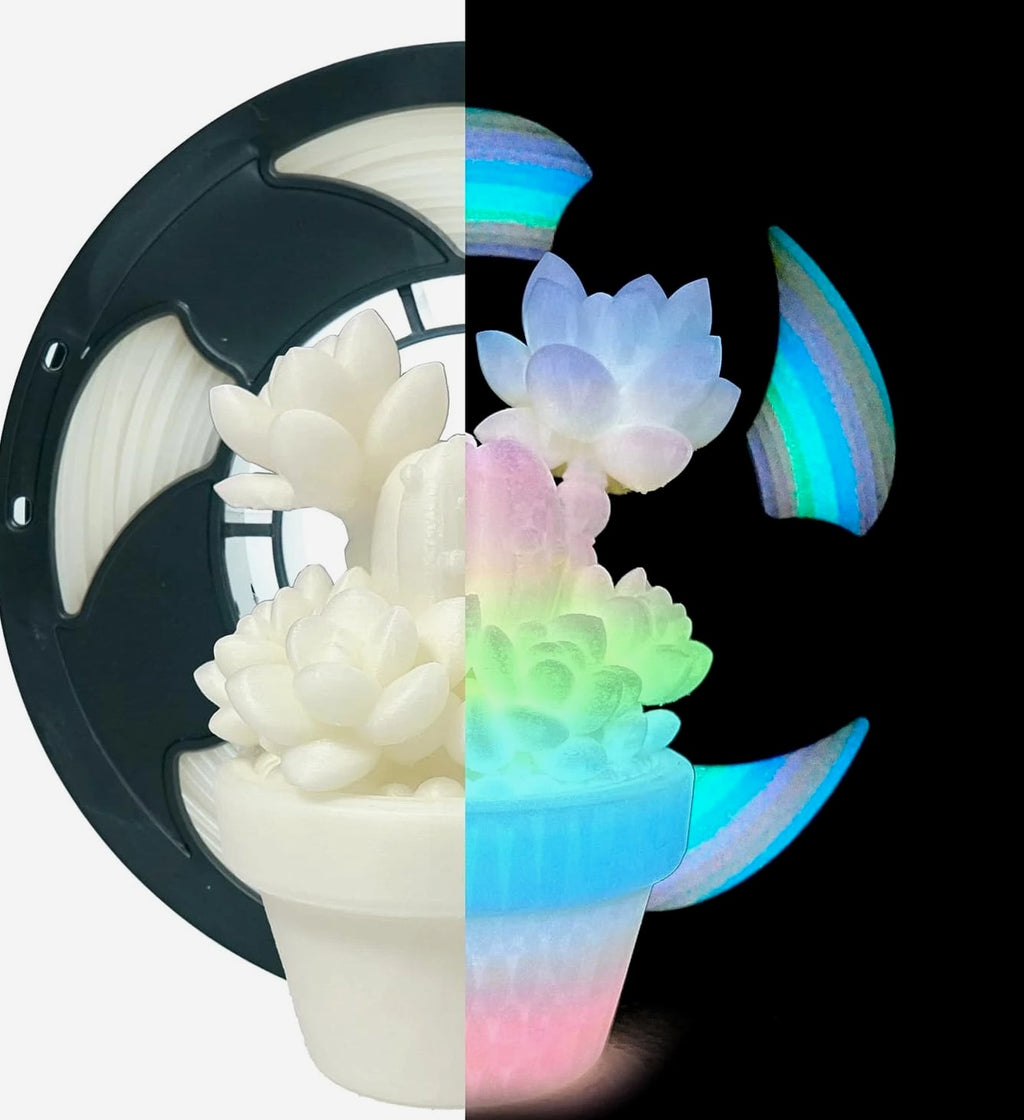 Glow in the Dark Gradient Rainbow 1.75mm PLA Filament, Luminous Vibrant Rainbow