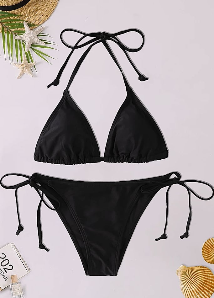 2-Piece Triangle Bikini Swimsuit Set with String Detail