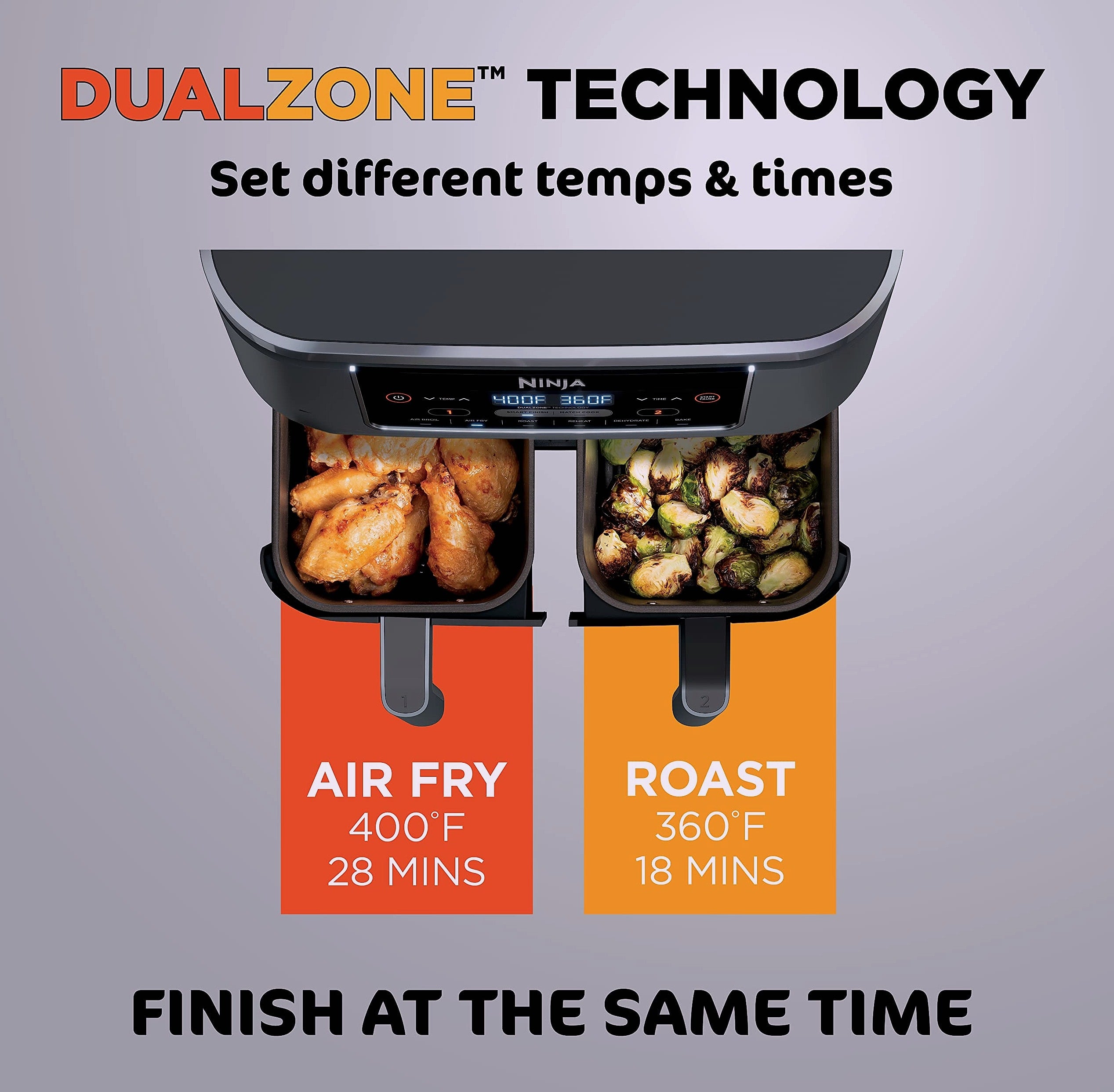 Ninja DZ201 Foodi 8 Quart DualZone Air Fryer with 2 Independent Baskets