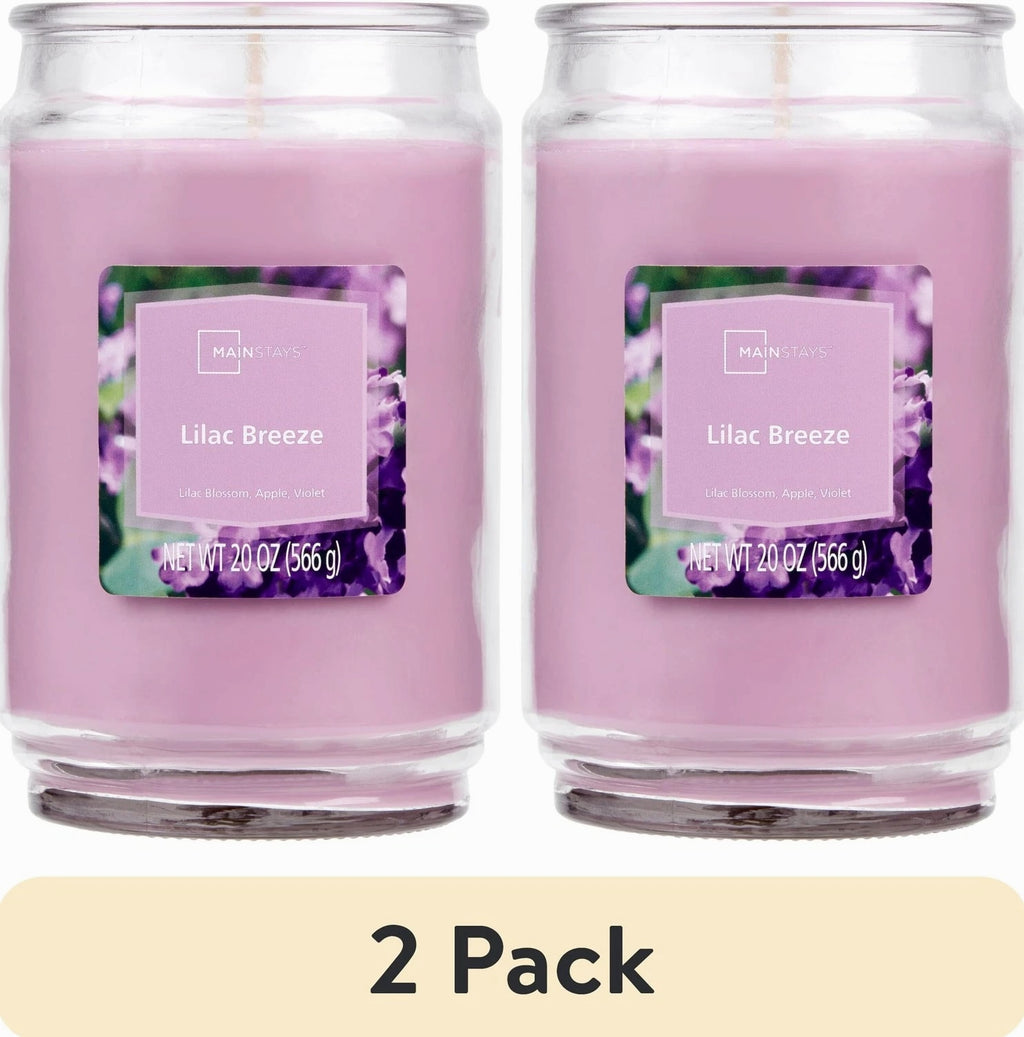 Mainstays Lilac Breeze Scented Single-Wick Large Glass Jar Candle 20 oz