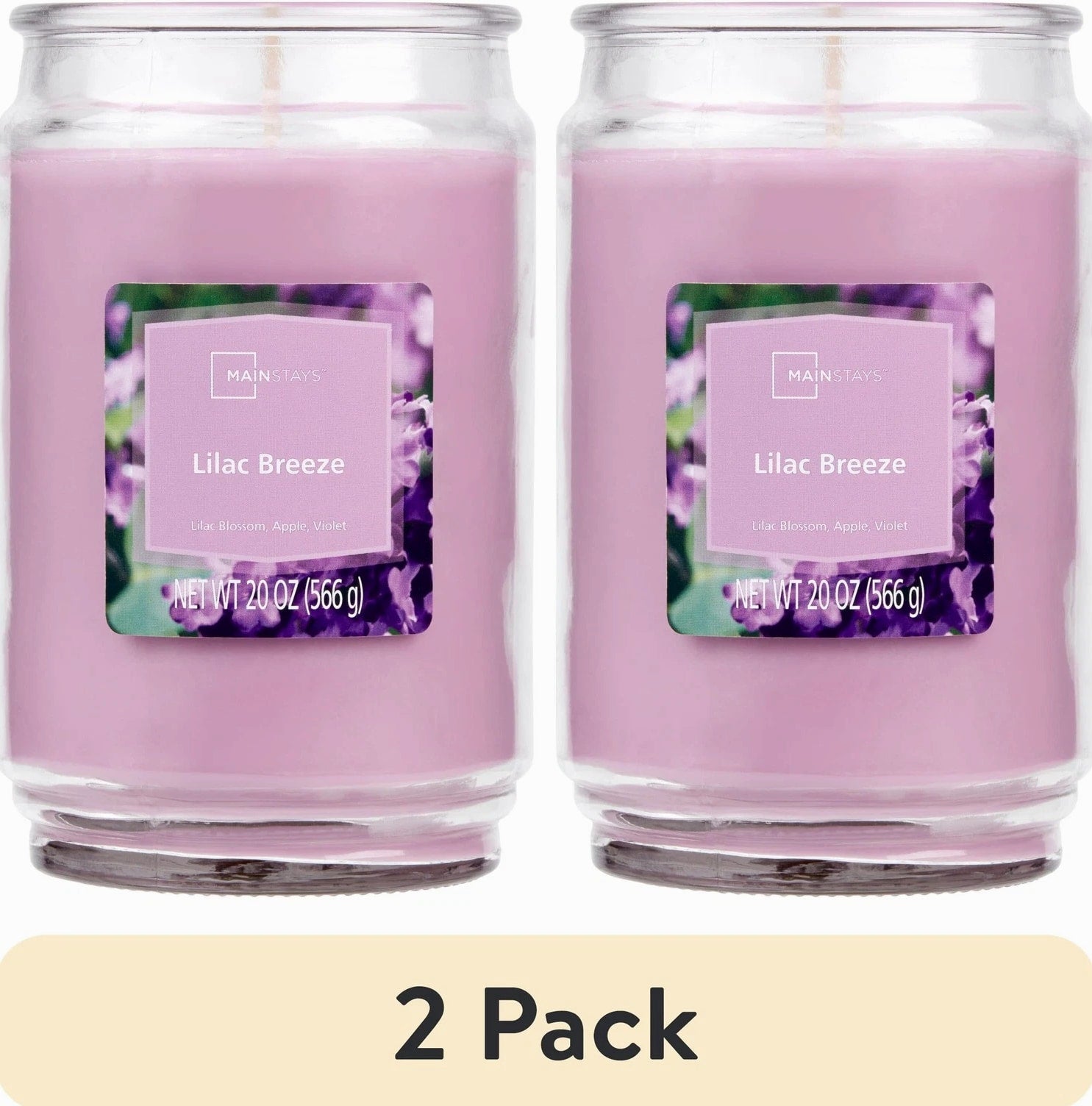 Mainstays Lilac Breeze Scented Single-Wick Large Glass Jar Candle 20 oz
