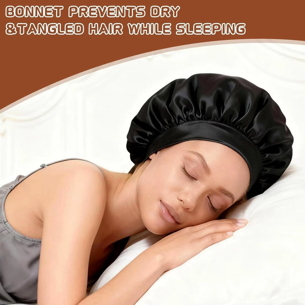 2 Pcs Satin Hair Bonnets, Silk Bonnet for Sleeping, Soft Elastic Band Sleep Cap