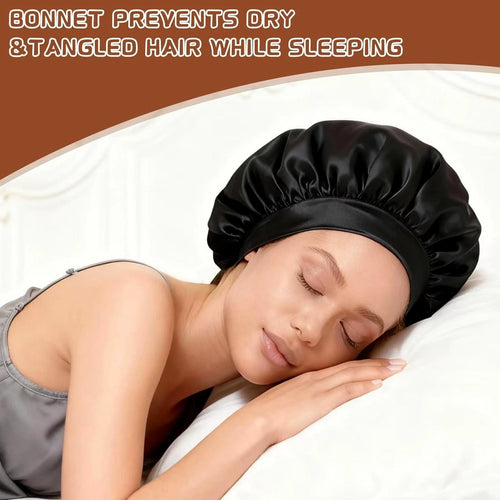 2 Pcs Satin Hair Bonnets, Silk Bonnet for Sleeping, Soft Elastic Band Sleep Cap
