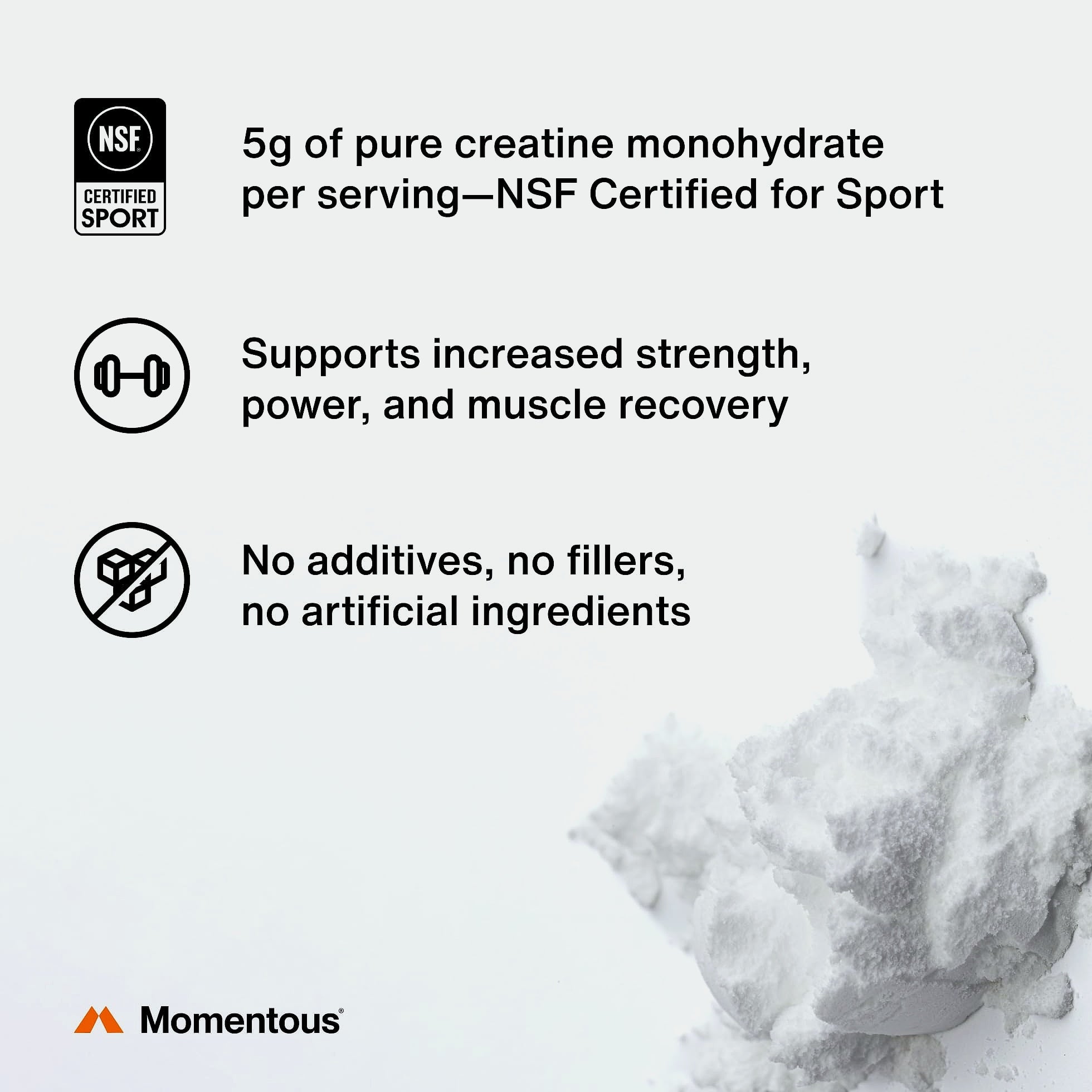 Momentous Creatine Monohydrate Powder - 5g Servings