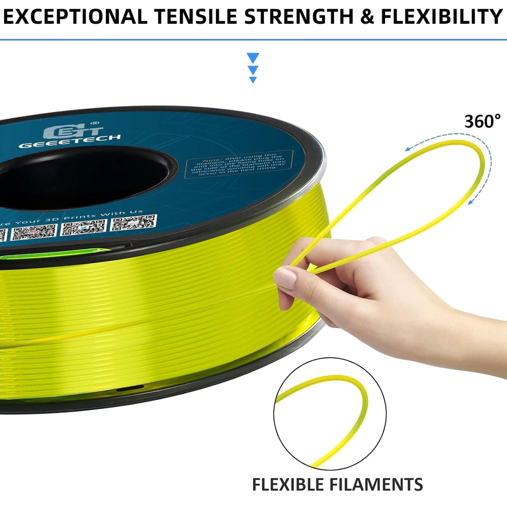 Geeetech TPU Filament 1.75mm, Shore 95A Flexible 3D TPU, Clear Yellow