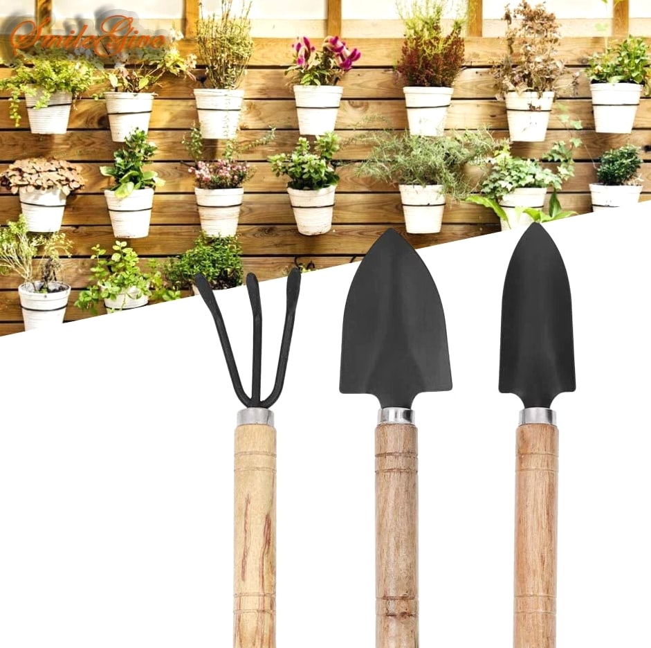 3pcs Garden Tools Set Mini Trowel Rake Shovel For Small Pot Plants Home Kit