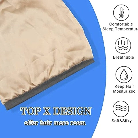 2 Pcs Adjustable Silk Hair Bonnet for Sleeping, Medium-Large Black & Green