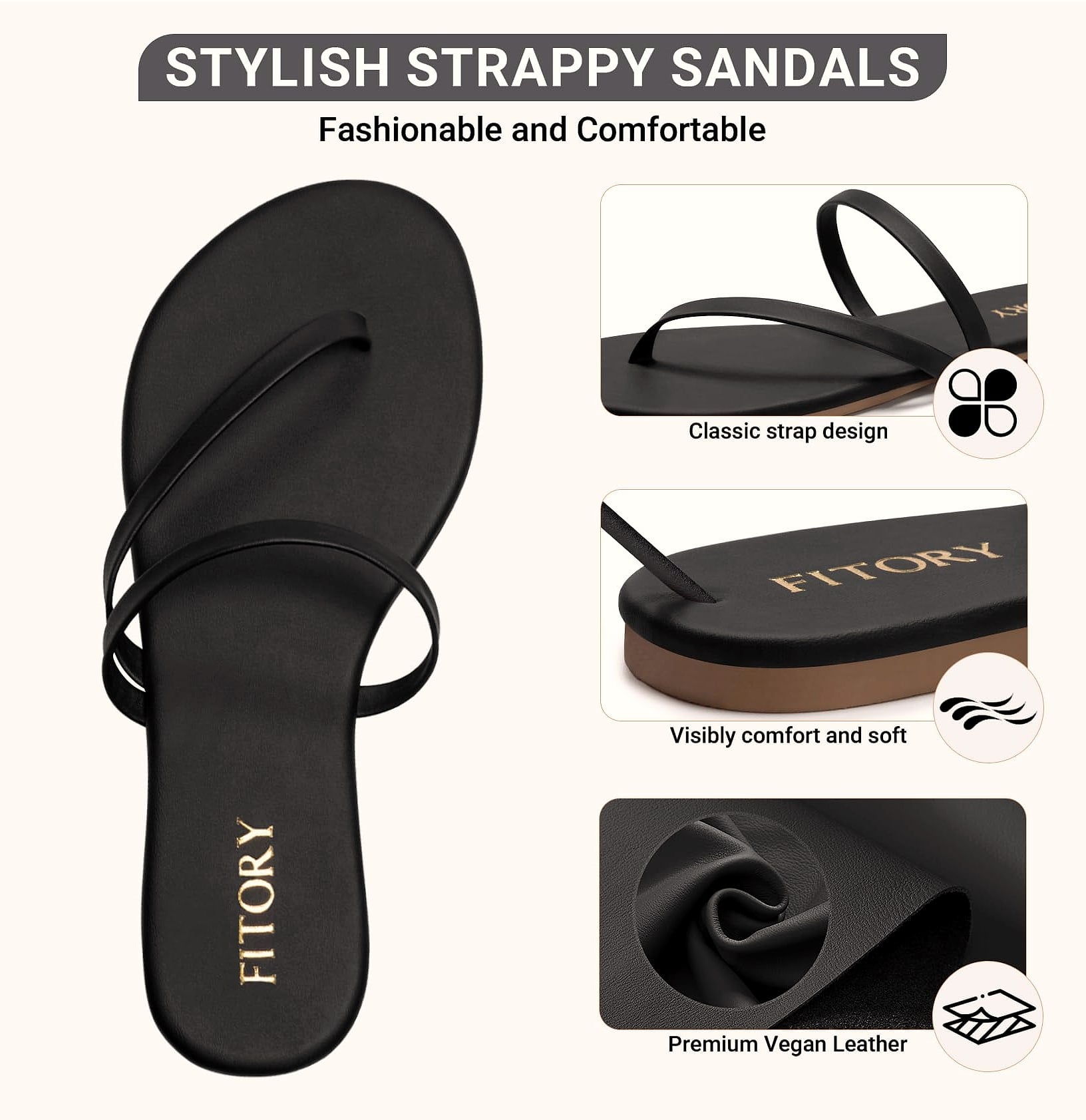 FITORY Women's Flip Flops Strappy Sandals Size 6-11