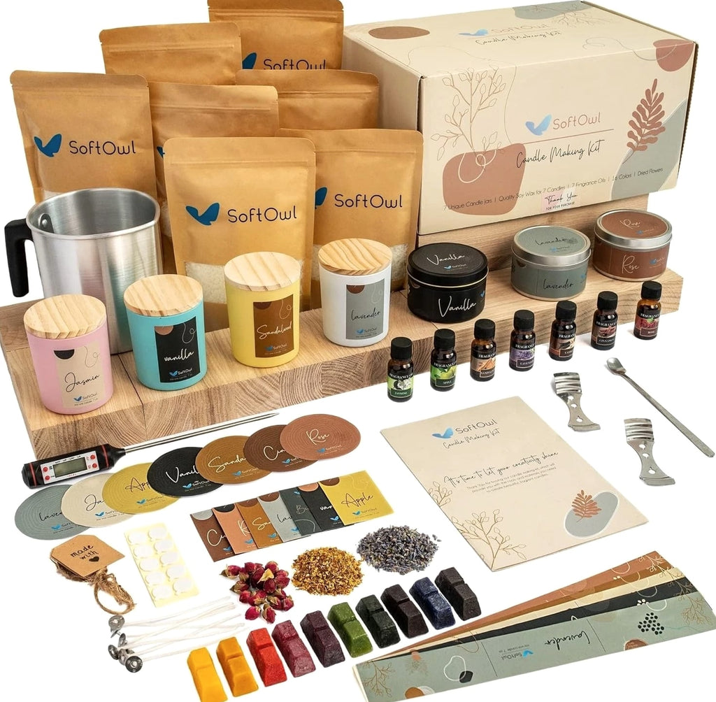 Soy Candle Making Kit - Full Set - Soy Wax, Big 7oz Jars & Tins, 7 Pleasant S...