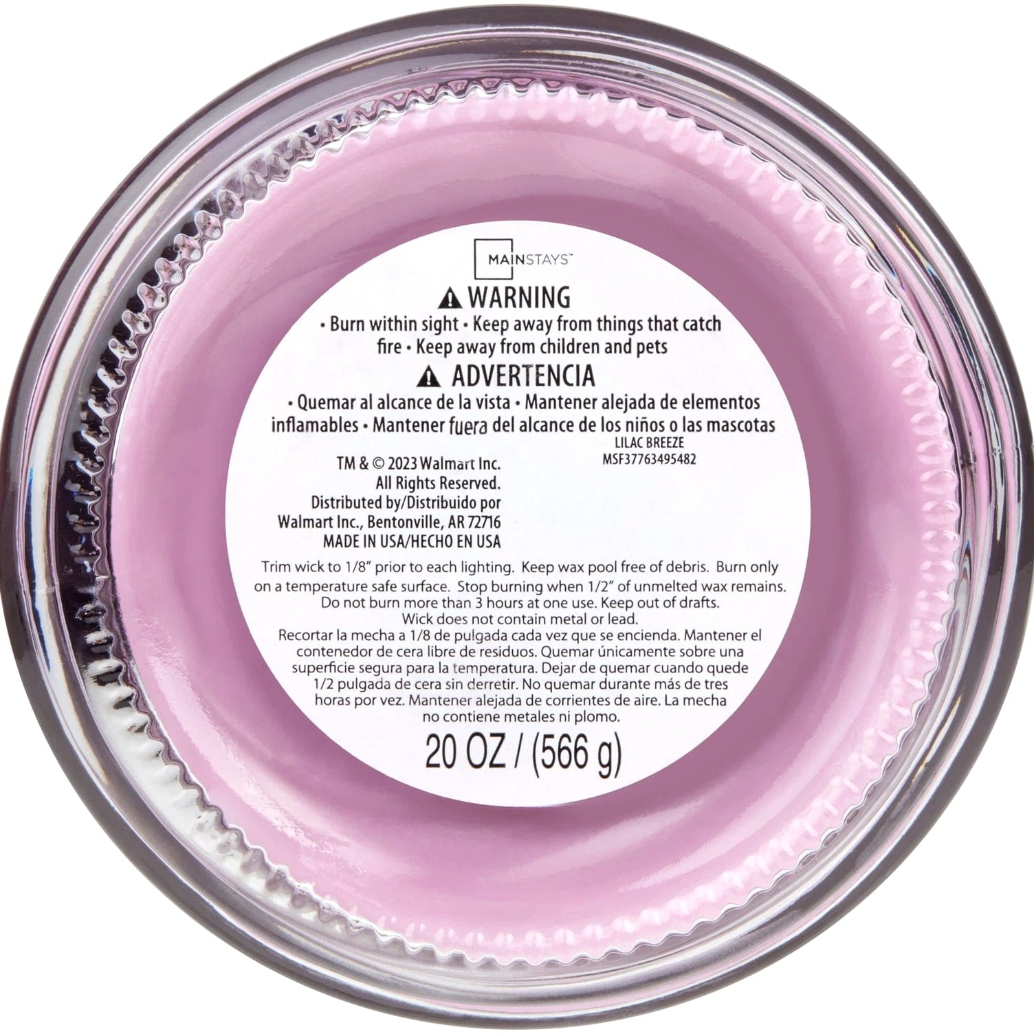 Mainstays Lilac Breeze Scented Single-Wick Large Glass Jar Candle 20 oz