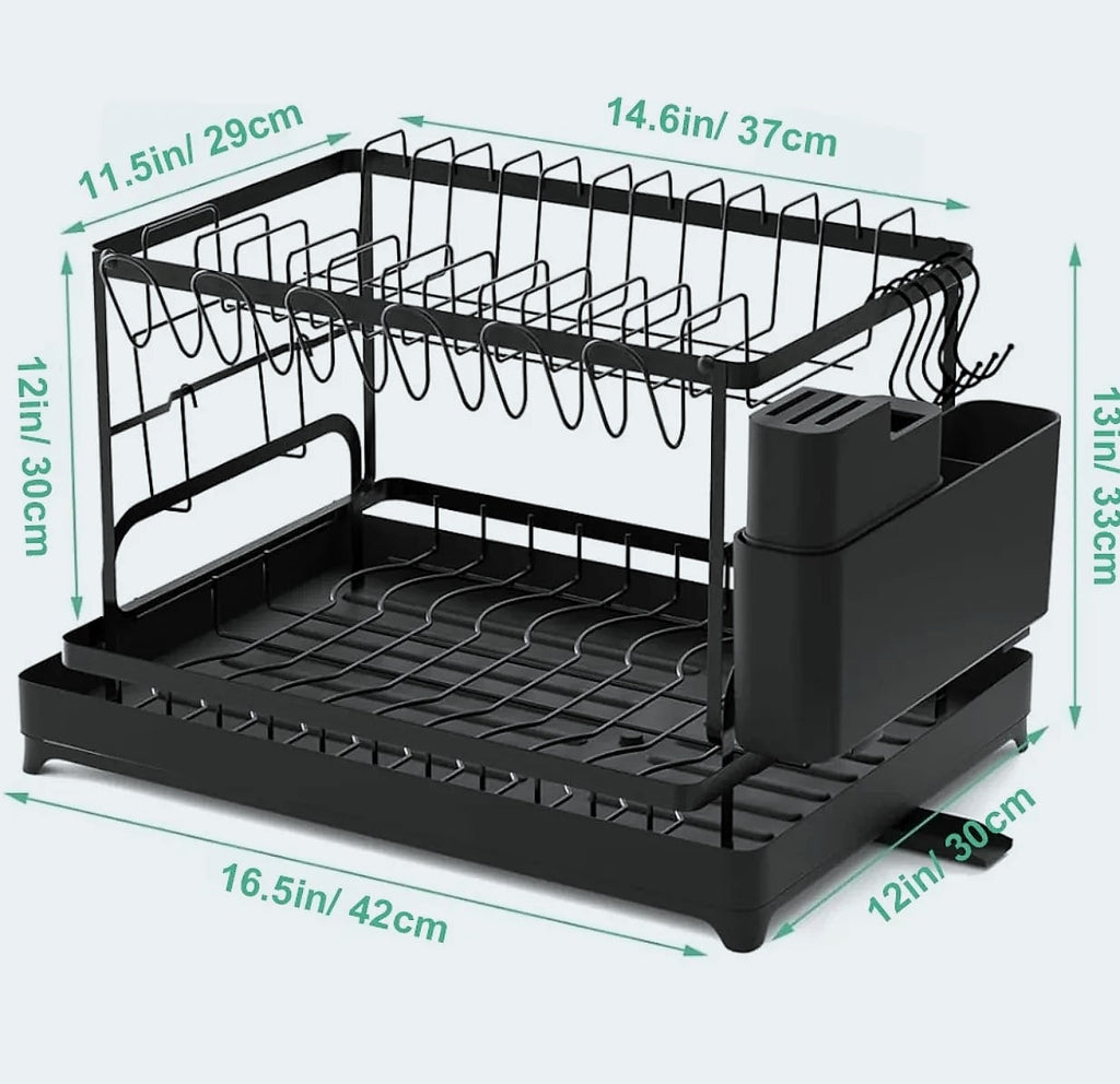 DIAMRI 2-Tier Rotating Dish Drying Rack with 360° Swivel