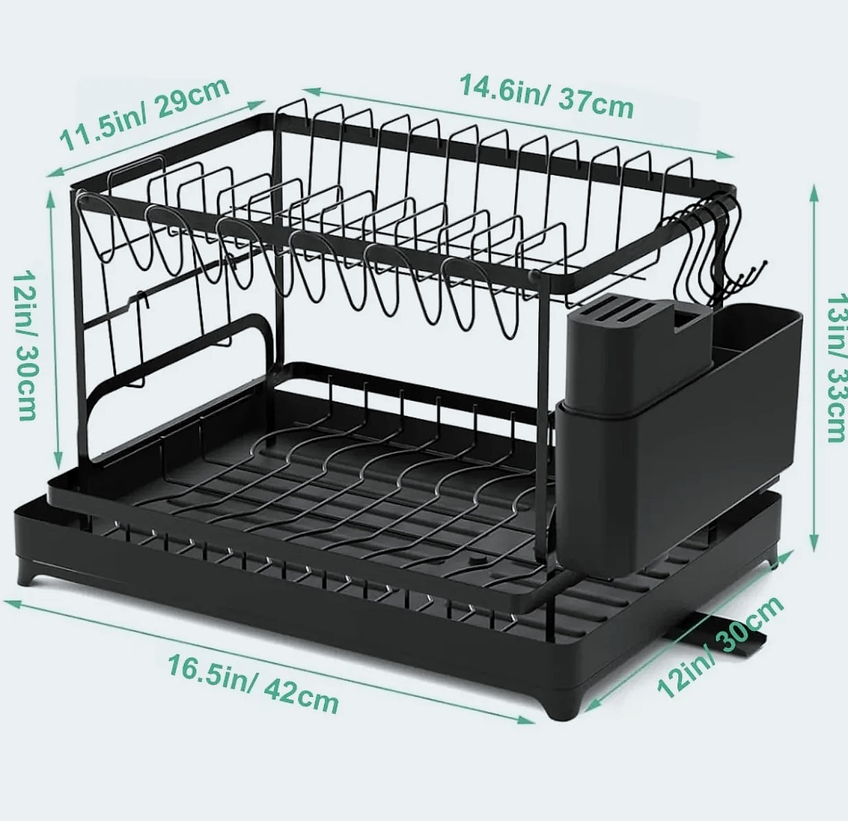 DIAMRI 2-Tier Rotating Dish Drying Rack with 360° Swivel