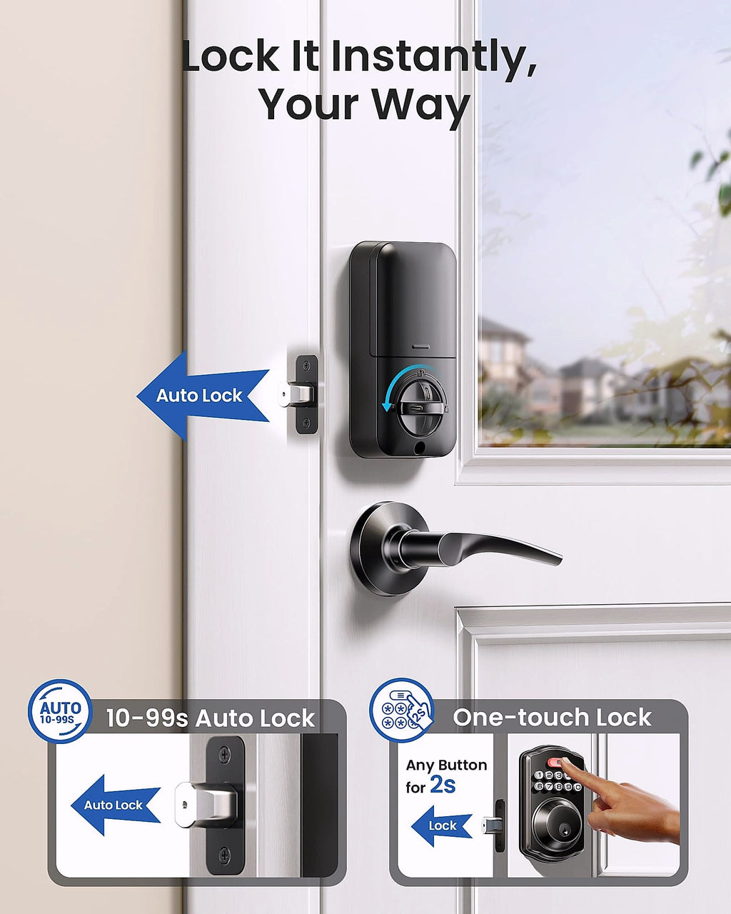 Veise Keyless Entry Door Lock with Lever Handles Digital Deadbolt